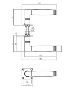 Intersteel Deurkruk Ton 212 met vierkant rozet 42x42x2 mm rvs geborsteld 5 0035.063902 2