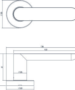 Intersteel Deurkruk Massief strak-elegant geveerd op rozet Ø53x10 met ring rvs geborsteld 7 0035.064302 2