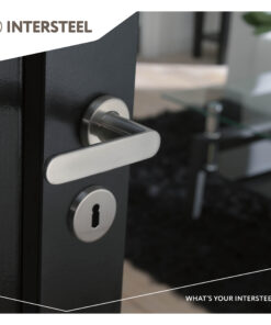 Intersteel Deurkruk Massief strak-elegant geveerd op rozet Ø53x10 met ring rvs geborsteld 6 0035.064302 9
