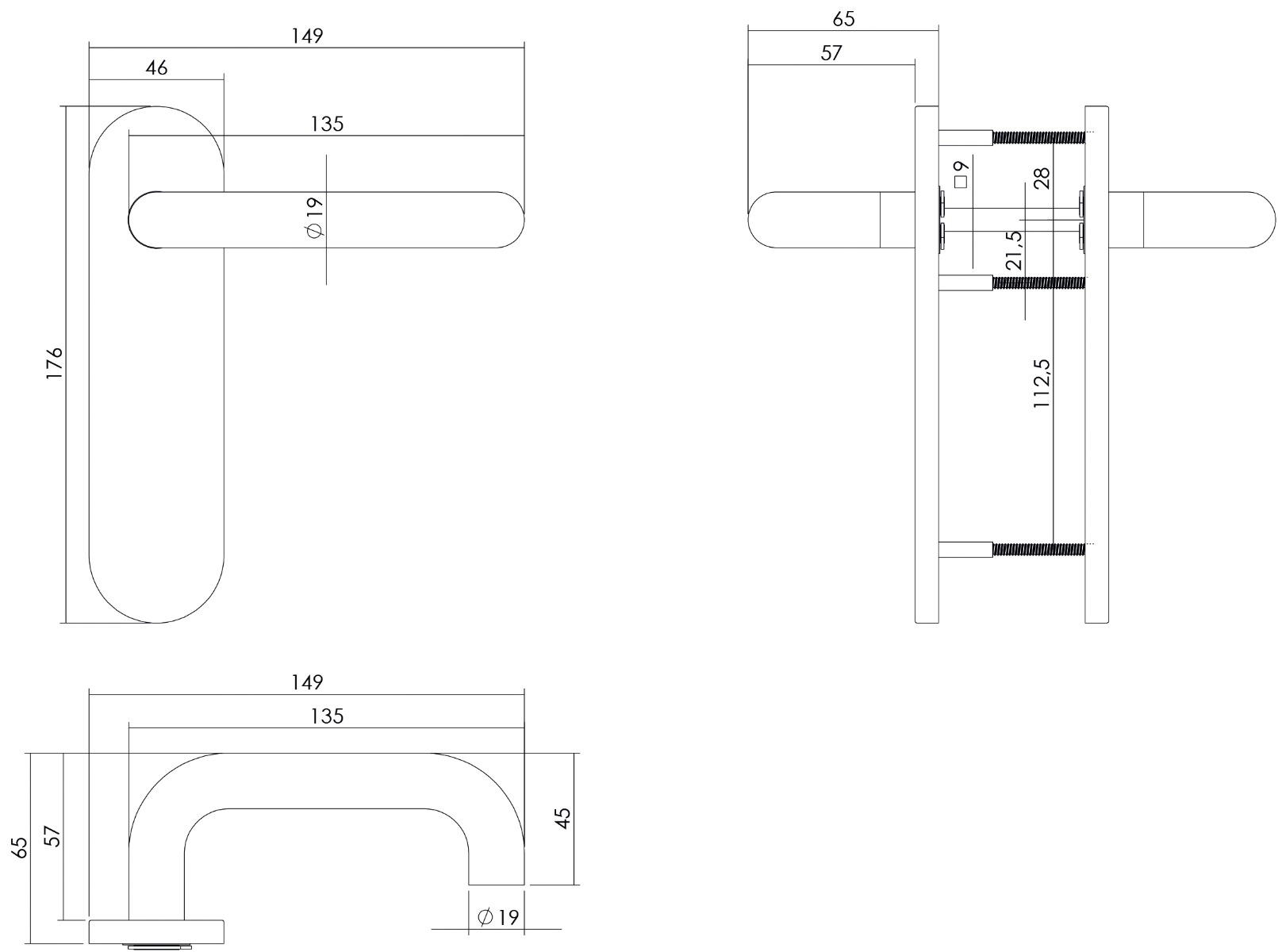 Intersteel Deurkruk Rond brandvertragend 9mm op kortschild blind rvs 2 0035.077511 2 1