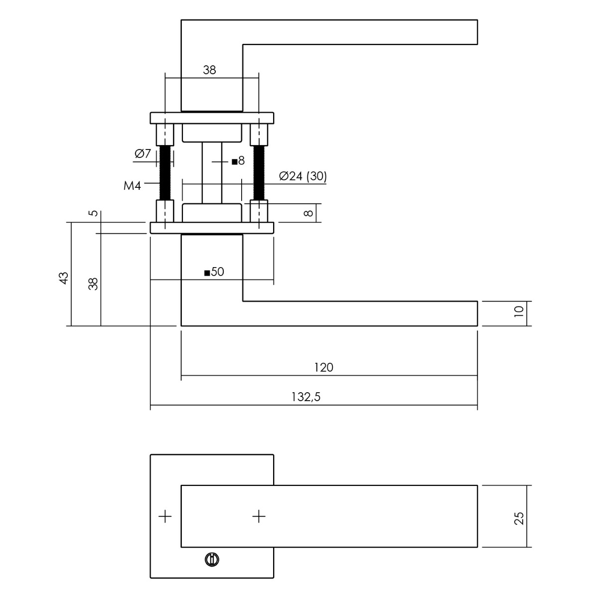 Intersteel Deurkruk Amsterdam op vierkante rozet 50x50x5 mm rvs geborsteld 2 0035.092302 2