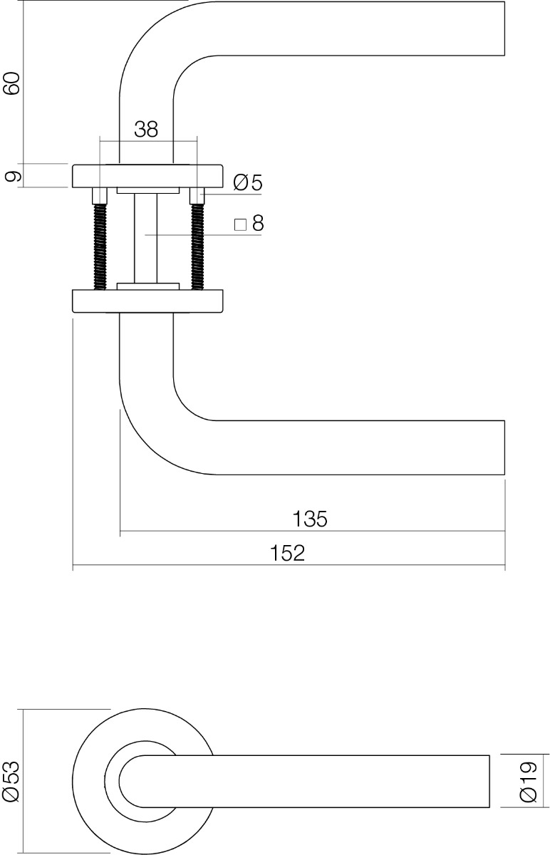 Intersteel Deurbeslag set loopslot wit + deurkruk Recht rvs 3 0035.123102 2