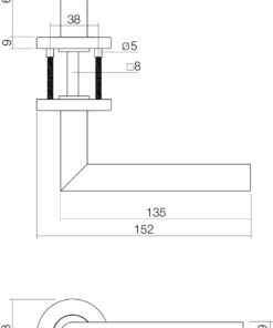 Intersteel Deurbeslag set wc-slot 63/8mm rvs + deurkruk Hoek 90° rvs + wc-sluiting 6 0035.123402 2 1