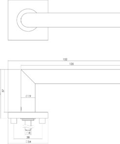 Intersteel Deurkruk Hoek 90° op vierkant rozet rvs geborsteld 4 0035.124202 2