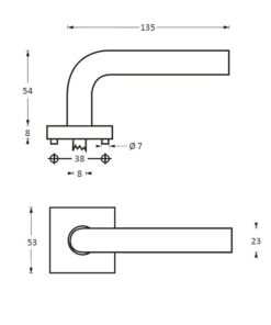 Intersteel Deurkruk ovaal Hoek 90° op vierkant rozet rvs geborsteld 5 0035.124302 2
