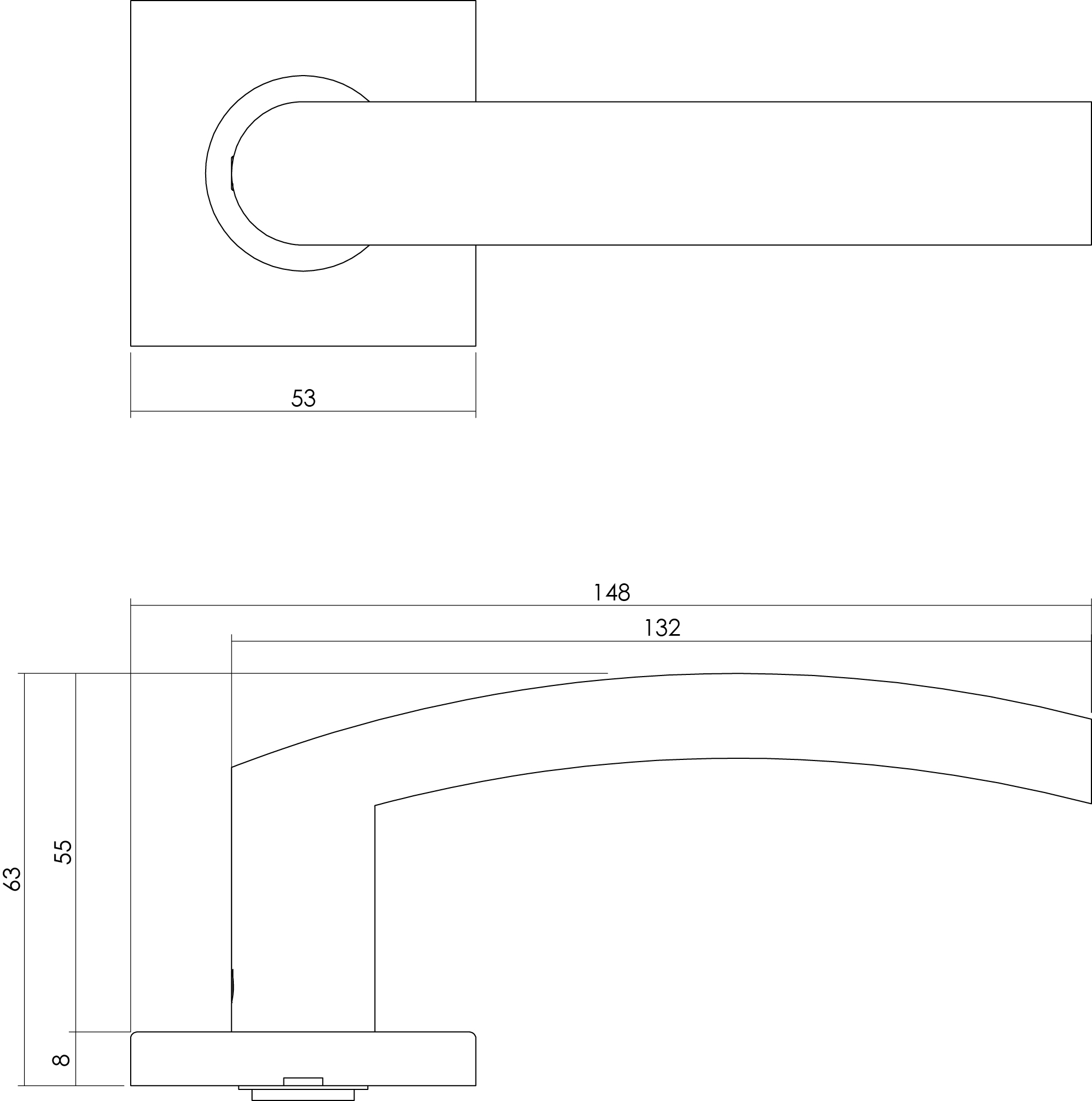 Intersteel Deurkruk Blok op vierkant rozet rvs geborsteld 4 0035.124802 2