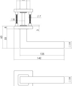 Intersteel Deurkruk Vierkant op vierkant rozet rvs geborsteld 6 0035.124902 2