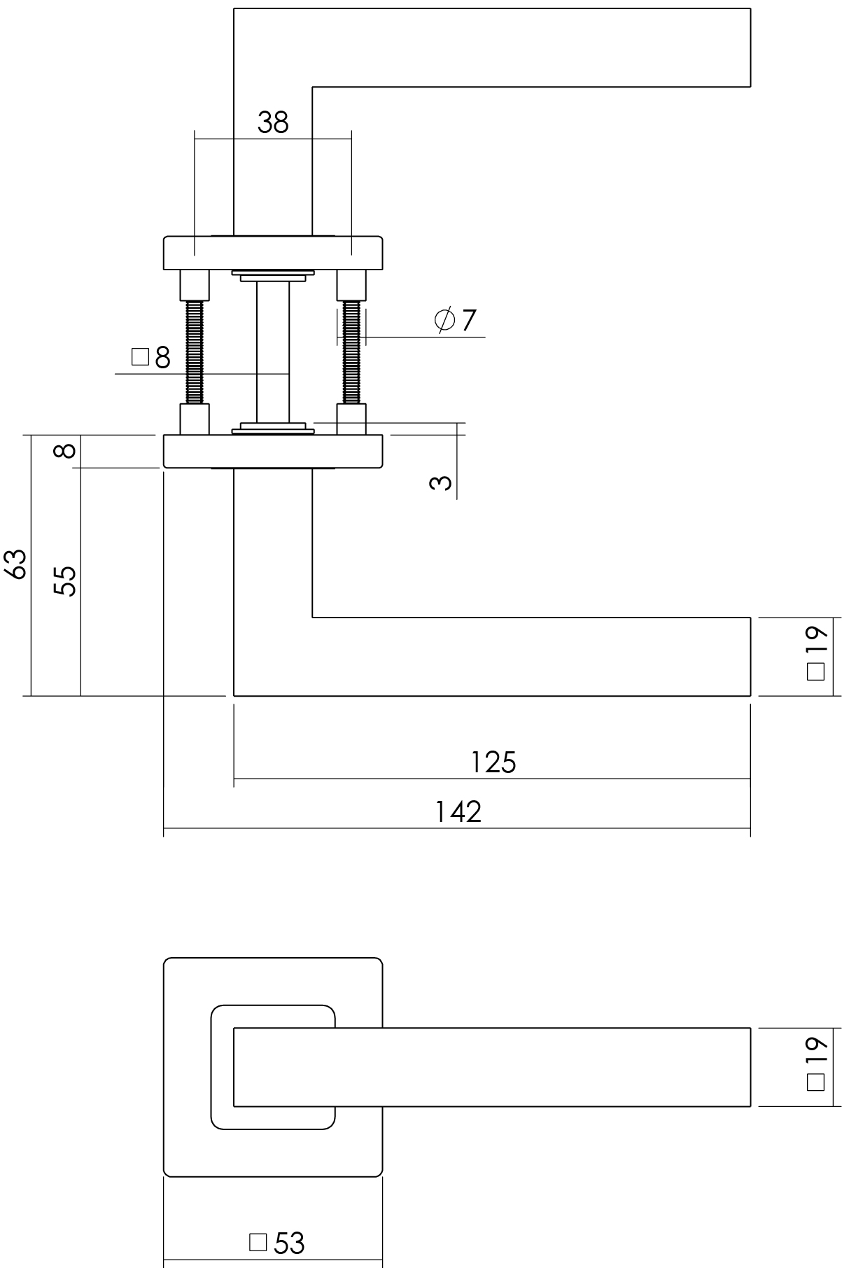 Intersteel Deurkruk Vierkant op vierkant rozet rvs geborsteld 3 0035.124902 2