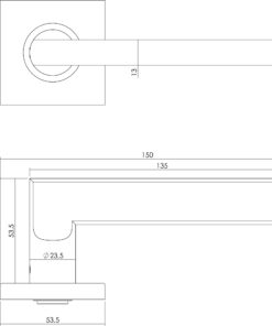 Intersteel Deurkruk Hoek 90° plat op vierkant rozet rvs geborsteld 5 0035.125202 2