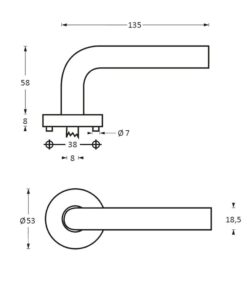 Intersteel Deurkruk Rond op rozet met 7 mm nok rvs geborsteld 4 0035.127102 2