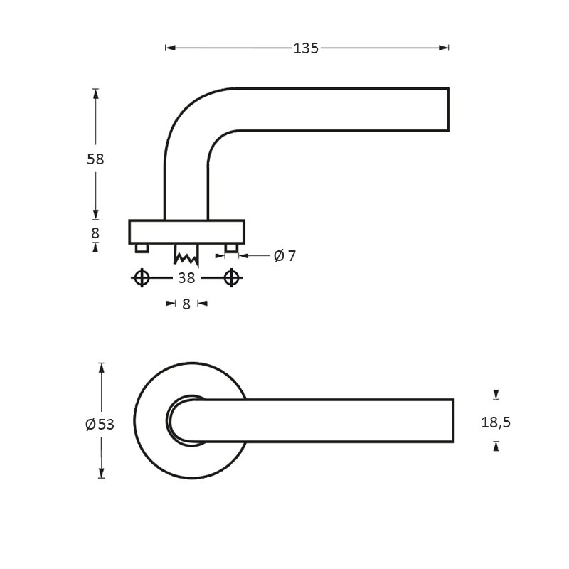 Intersteel Deurkruk Rond op rozet met 7 mm nok rvs geborsteld 2 0035.127102 2