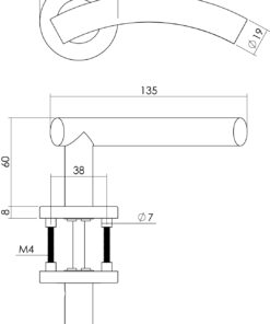 Intersteel Deurkruk Gebogen op rozet met 7 mm nok rvs geborsteld 4 0035.127402 2