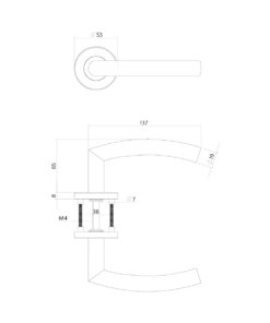 Intersteel Deurkruk Half Rond 90° op rozet rvs geborsteld 7 0035.127702 2 1