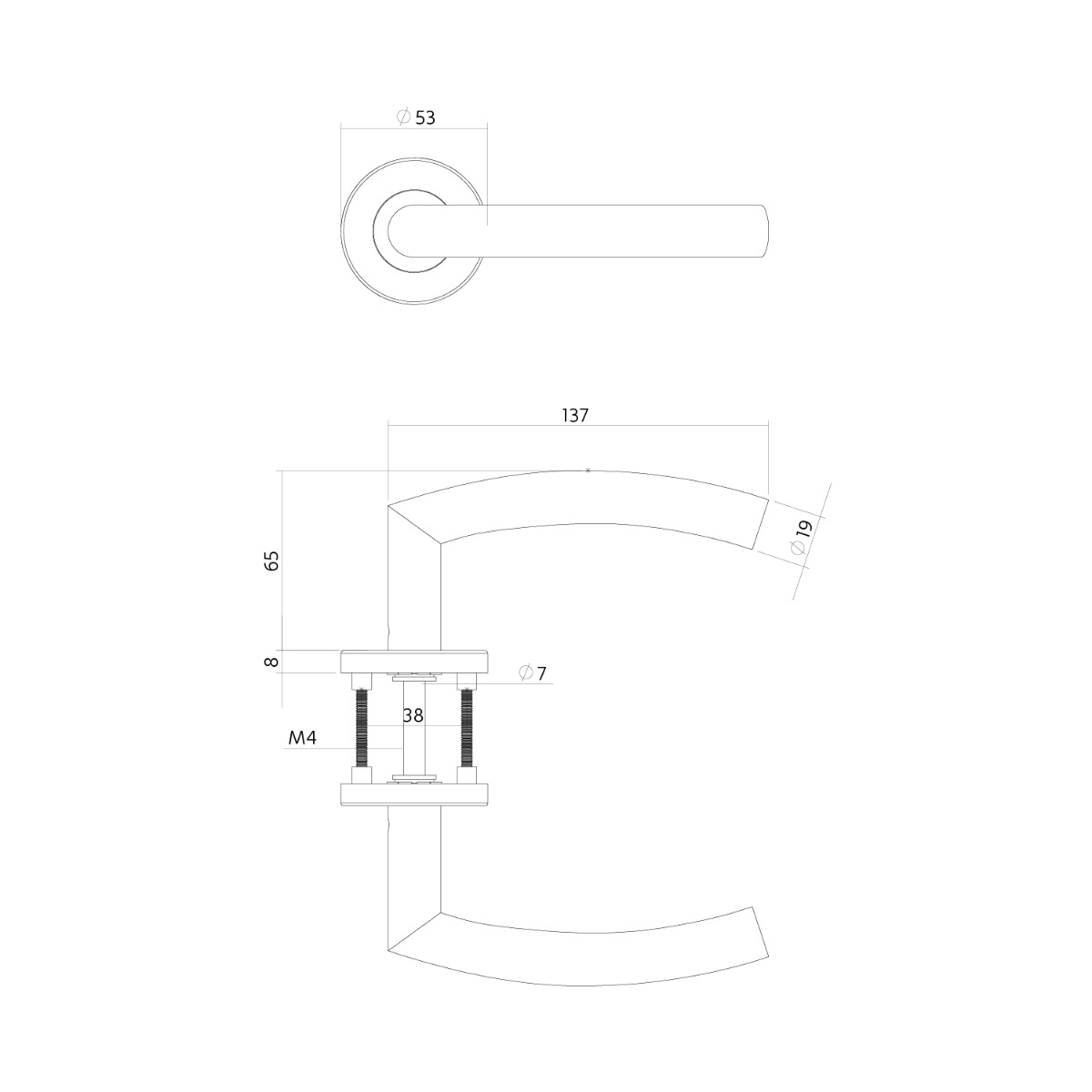 Intersteel Deurkruk Half Rond 90° op rozet rvs geborsteld 4 0035.127702 2 1