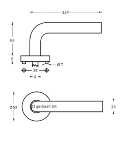 Intersteel Deurkruk Vlinder op rozet met 7 mm nok rvs geborsteld 5 0035.127902 2