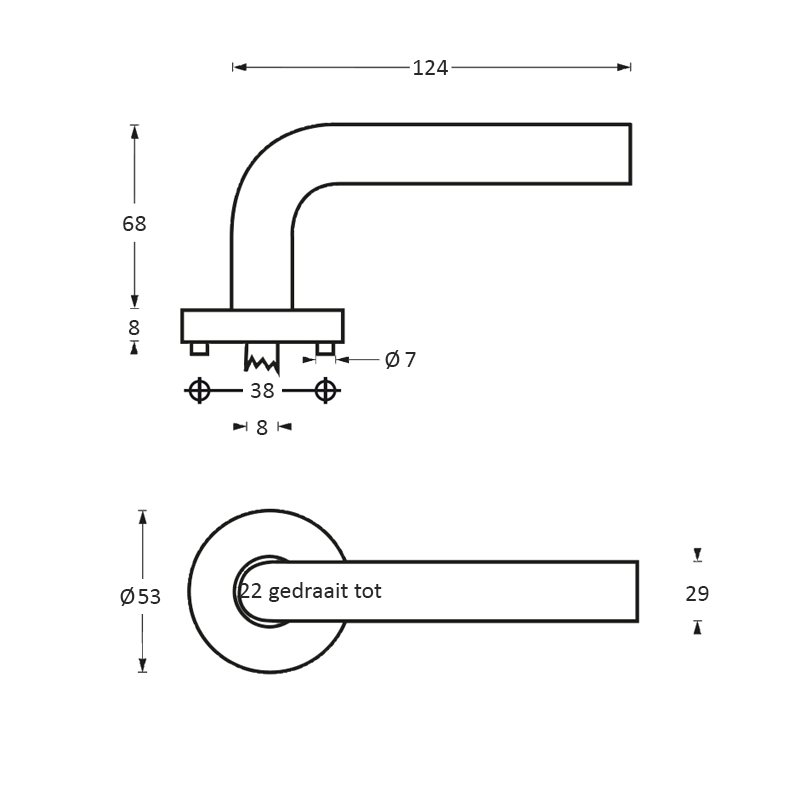 Intersteel Deurkruk Vlinder op rozet met 7 mm nok rvs geborsteld 2 0035.127902 2