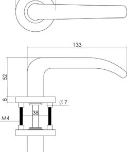 Intersteel Deurkruk Sabel op rozet met 7 mm nok rvs geborsteld 6 0035.128202 2