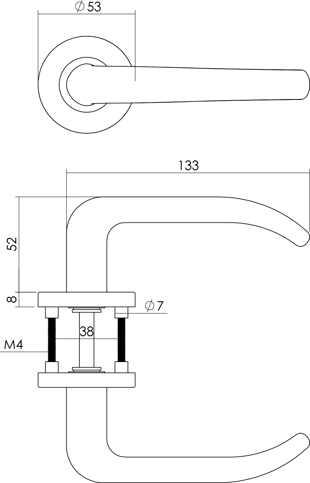 Intersteel Deurkruk Sabel op rozet met 7 mm nok rvs geborsteld 3 0035.128202 2