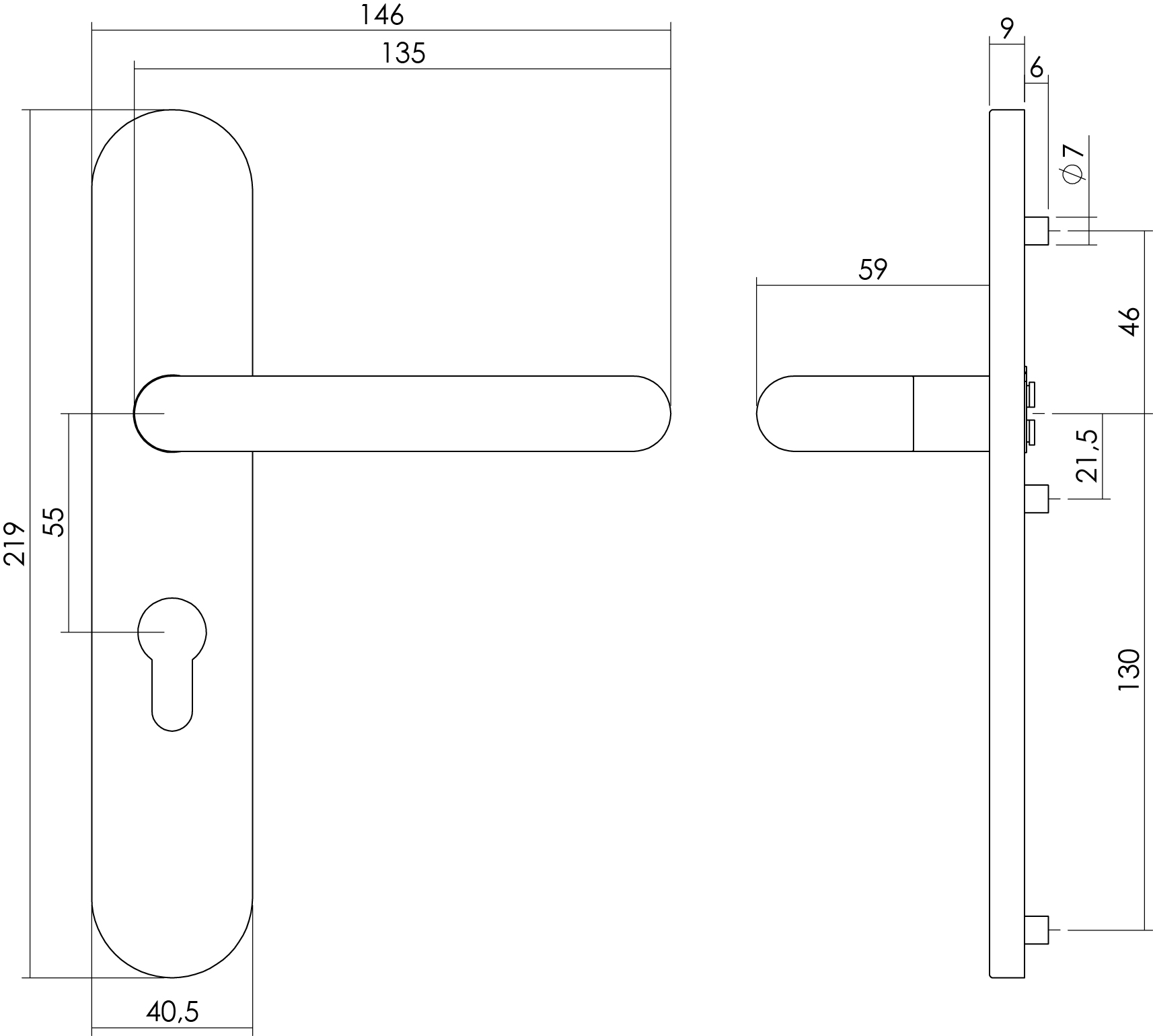 Intersteel Deurkruk Rond op op schild profielcilindergat 55 mm rvs geborsteld 2 0035.129529 2