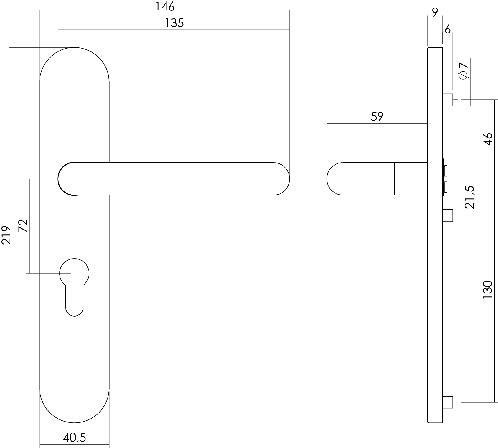 Intersteel Deurkruk Rond op op schild profielcilindergat 72 mm rvs geborsteld 2 0035.129536 2