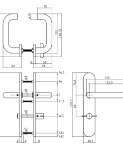 Intersteel Deurkruk Rond op langschild toilet-/badkamersluiting 63 mm rvs geborsteld 3 0035.129565w 2