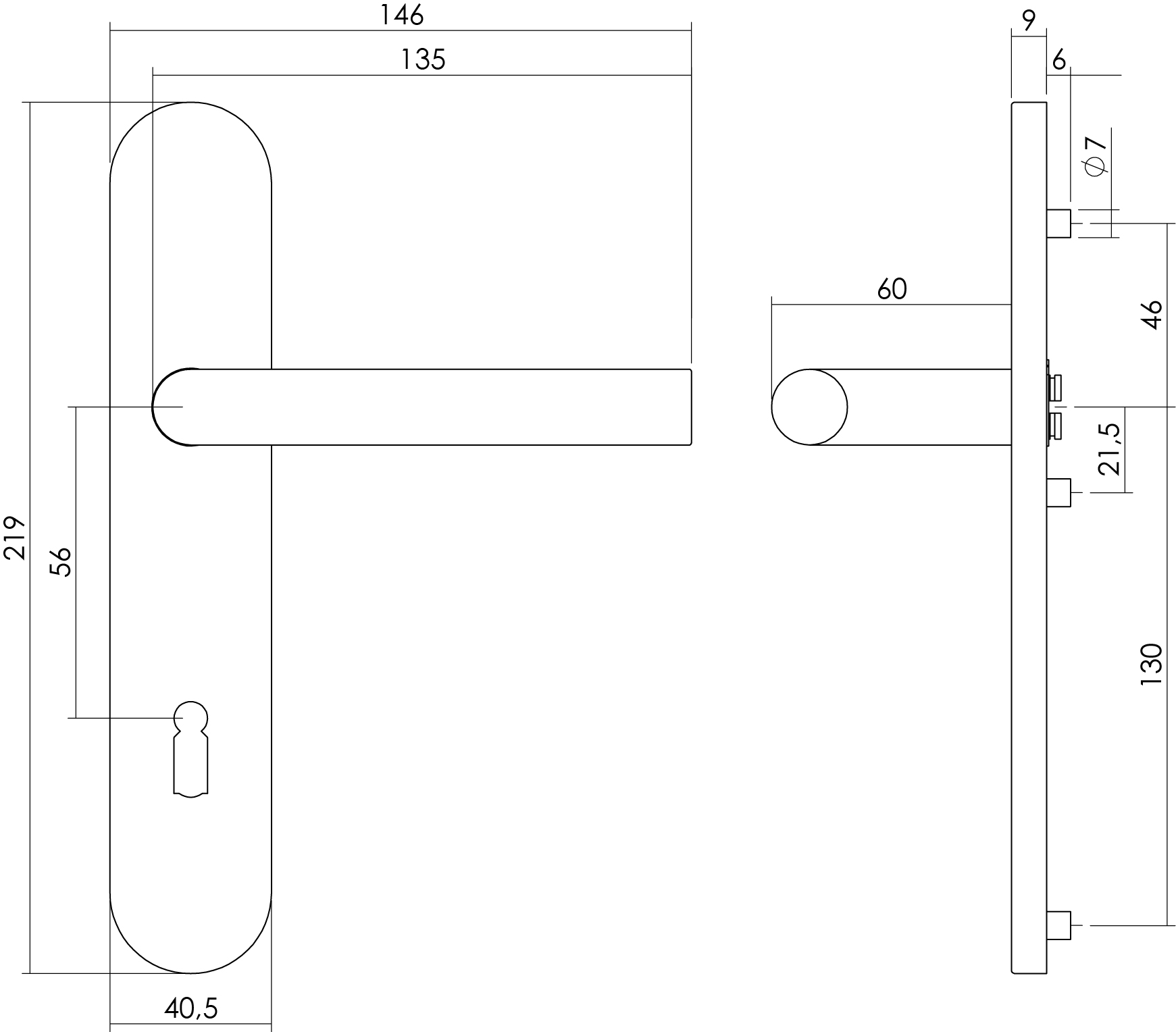 Intersteel Deurkruk Hoek 90° op op schild sleutelgat 56 mm rvs geborsteld 2 0035.129724 2