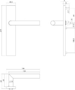Intersteel Deurkruk Hoek 90° op rechthoekig schild blind rvs geborsteld 3 0035.130711 2