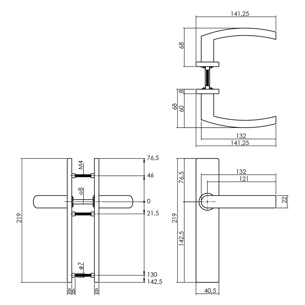 Intersteel Deurkruk Blok op rechthoekig schild blind rvs geborsteld 3 0035.132711 2