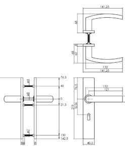 Intersteel Deurkruk Blok op rechthoekig schild sleutelgat 56 mm rvs geborsteld 3 0035.132724 2 1