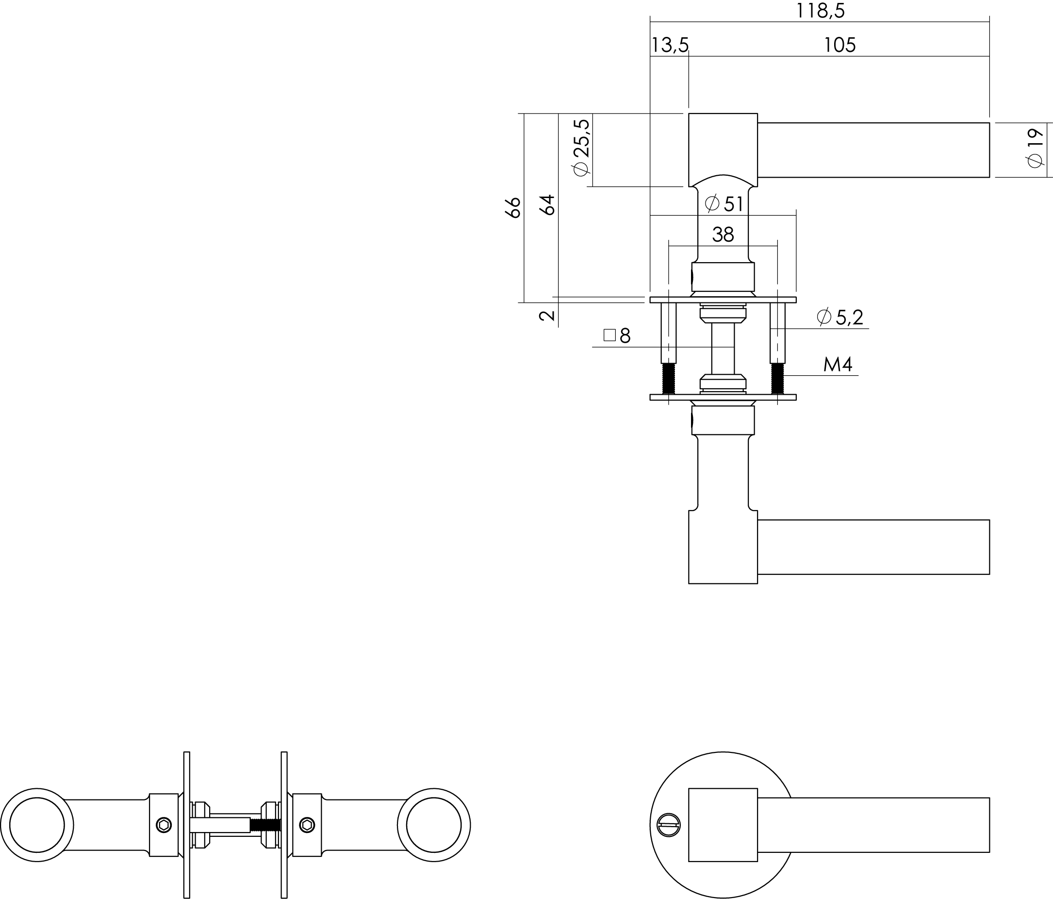 Intersteel Deurkruk L/L-model met rozet 2 mm rvs geborsteld 3 0035.167002 2