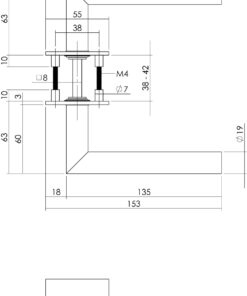 Intersteel Deurkruk Hoek 90° op vierkant magneet rozet rvs geborsteld 6 0035.185002 2 1