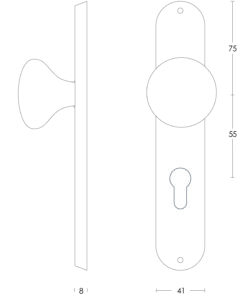 Intersteel Knop Paddenstoel op schild profielcilindergat 55 mm rvs geborsteld 3 0035.269529 2