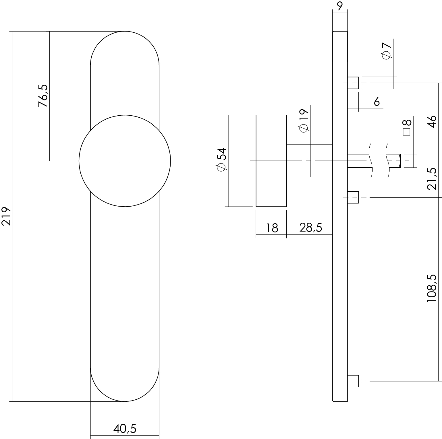 Intersteel Knop op schild blind rvs geborsteld 2 0035.275211 2