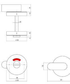 Intersteel Rozet toilet-/badkamersluiting comfortknop rond verdekt rvs geborsteld 3 0035.340160 2