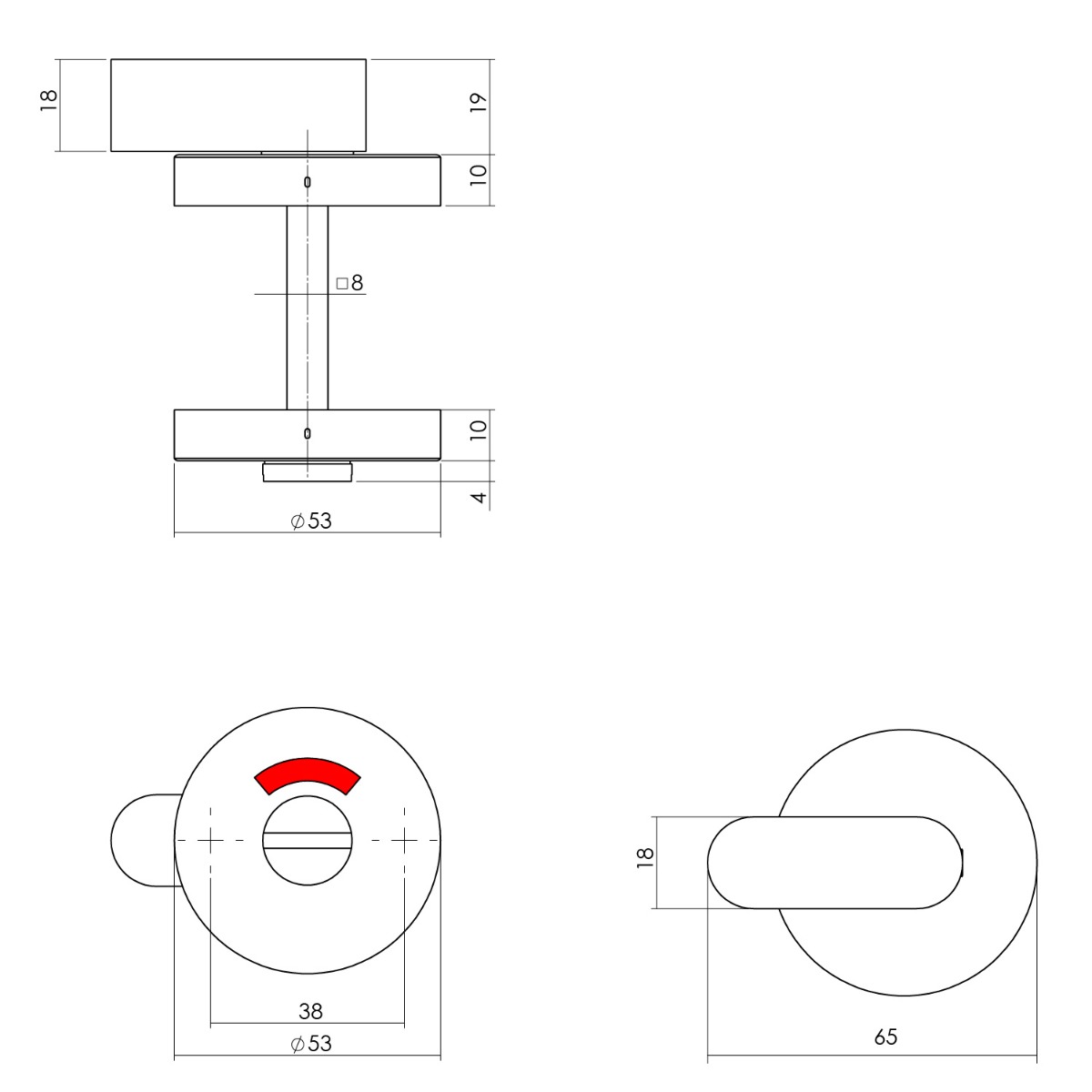 Intersteel Rozet toilet-/badkamersluiting comfortknop rond verdekt rvs geborsteld 2 0035.340160 2