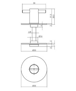 Intersteel Rozet met toilet-/badkamersluiting ø55x2 mm zelfklevend rvs geborsteld 3 0035.340360 2 2