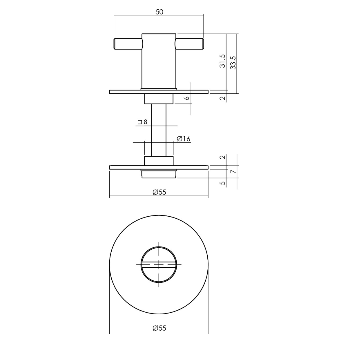 Intersteel Rozet met toilet-/badkamersluiting ø55x2 mm zelfklevend rvs geborsteld 2 0035.340360 2 2