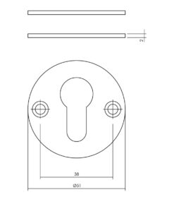 Intersteel Rozet rond plat 50 mm profielcilindergat rvs geborsteld 3 0035.340987 2