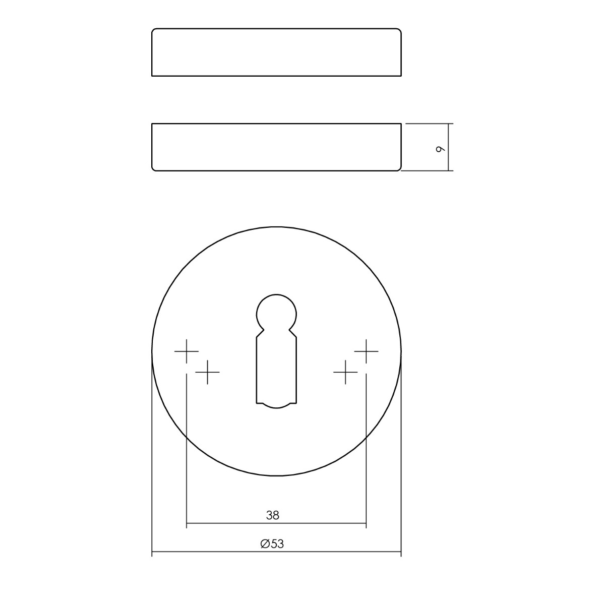 Intersteel Rozet met sleutelgat rond verdekt rvs geborsteld 4 0035.341086 2