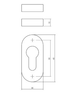 Intersteel Rozet met profielcilindergat ovaal verdekt rvs geborsteld 10 mm 3 0035.341787 2