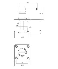 Intersteel Rozet met toilet-/badkamersluiting vierkant 42x42x2 mm rvs geborsteld 3 0035.341960 2