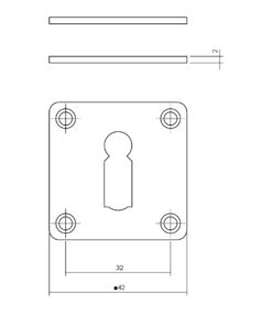 Intersteel Rozet met sleutelgat vierkant 42x42x2 mm rvs geborsteld 3 0035.341986 2