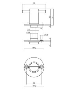 Intersteel Rozet met toilet-/badkamersluiting ø42x2 mm rvs geborsteld 3 0035.342160 2