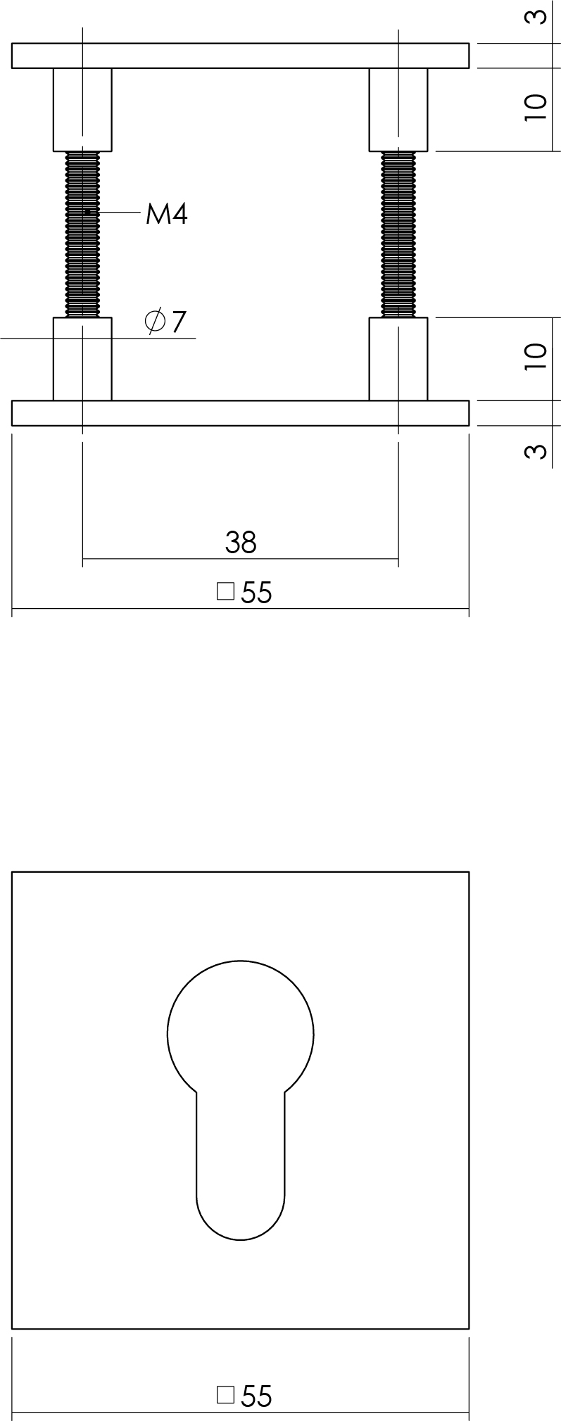 Intersteel Magneet rozet vierkant met toilet-/badkamersluiting rvs geborsteld 2 0035.342417 2