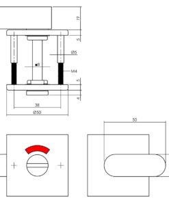 Intersteel Rozet toilet-/badkamersluiting vierkant rvs geborsteld 3 0035.343260 2 1