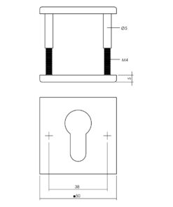 Intersteel Rozet met profielcilindergat vierkant plat rvs geborsteld 3 0035.343287 2 2
