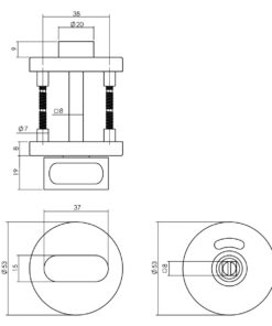 Intersteel Rozet toilet-/badkamersluiting rond nokken met stiftbediening rvs geborsteld 3 0035.351285 2 3