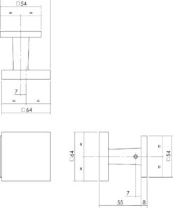 Intersteel Voordeurknop vast verkropt vierkant 64/54mm éénzijdige montage rvs geborsteld 3 0035.393049 2