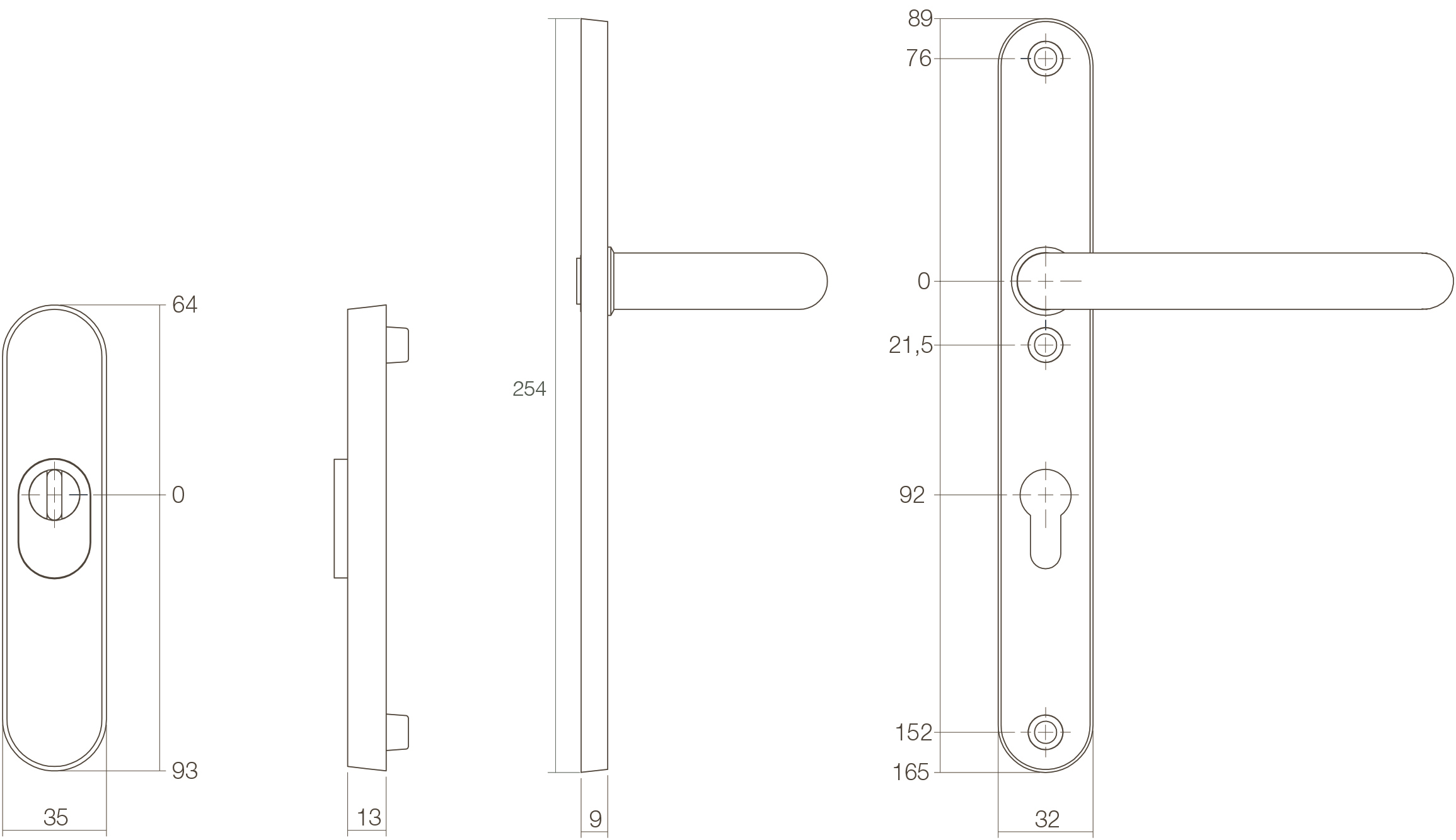 Intersteel Veiligheidsbeslag SKG*** rozet met kerntrekbeveiliging, schild profielcilindergat 92 mm smal ovaal binnen rvs geborsteld 2 0035.398349 2