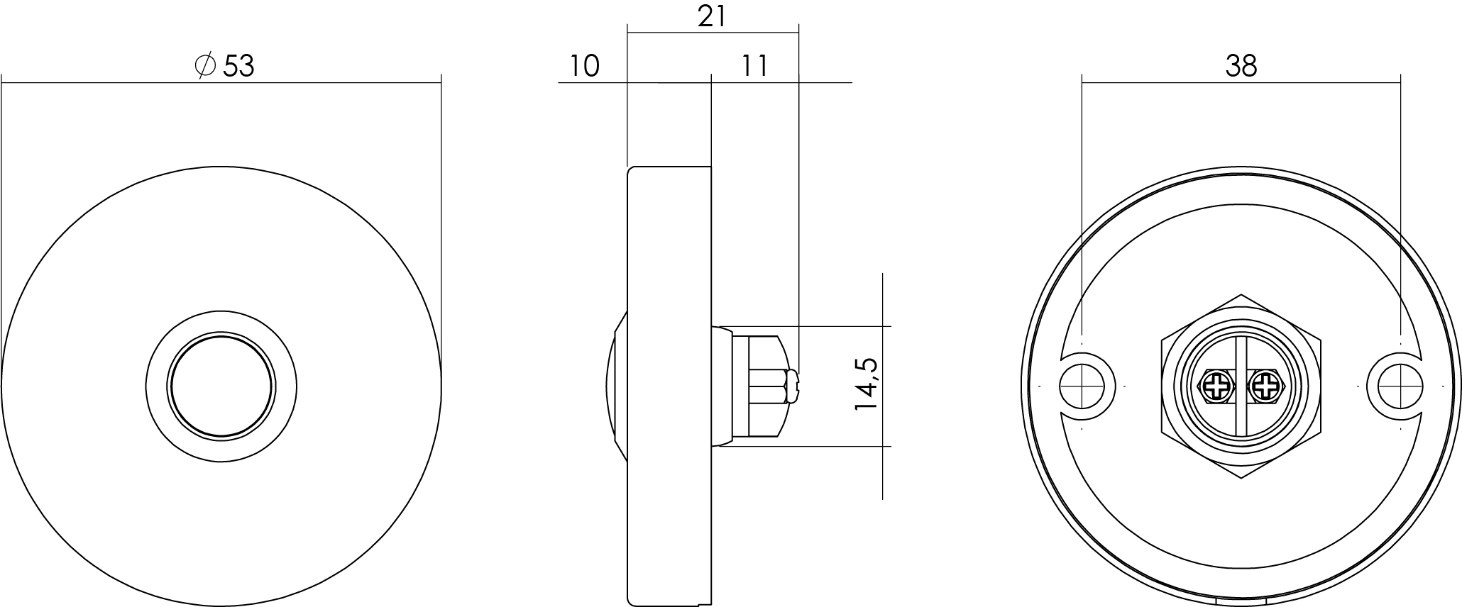 Intersteel Deurbel rond verdekt ø53x10 rvs geborsteld 3 0035.399040 2